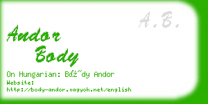 andor body business card